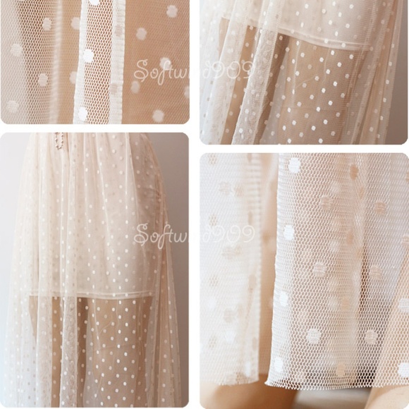 Last☝️3D Rose Lace Mesh Polka Dots Long Maxi Dress - Picture 5 of 8